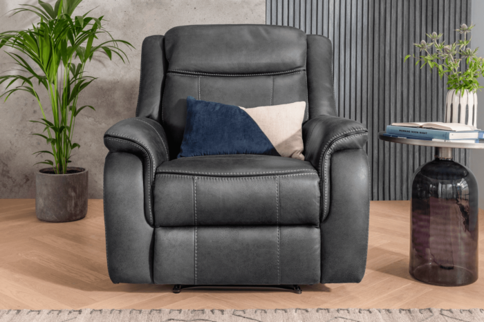 Armchair Leather Recliner in Grey