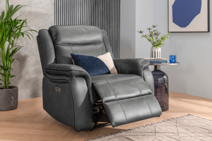 Armchair Leather Recliner in Grey