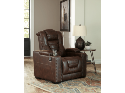 Ashley Electric Reclining Chair Brown Air Leather