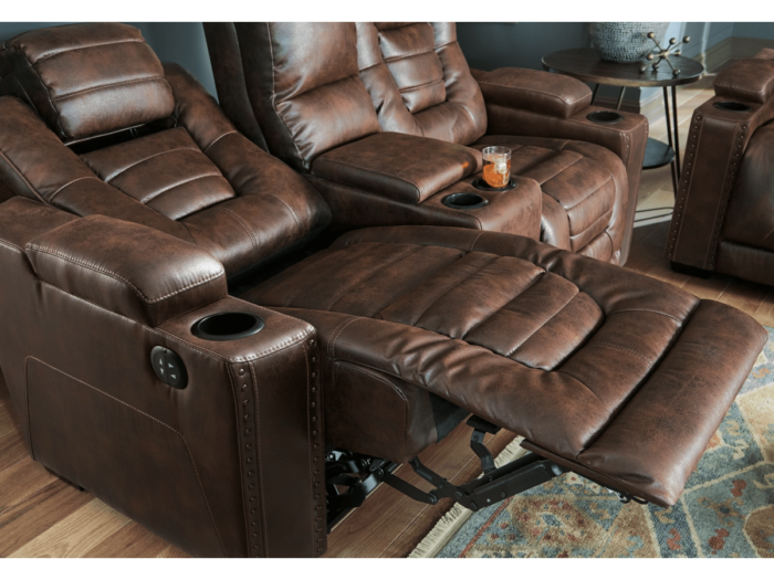 Ashley Electric Reclining Chair Brown Air Leather