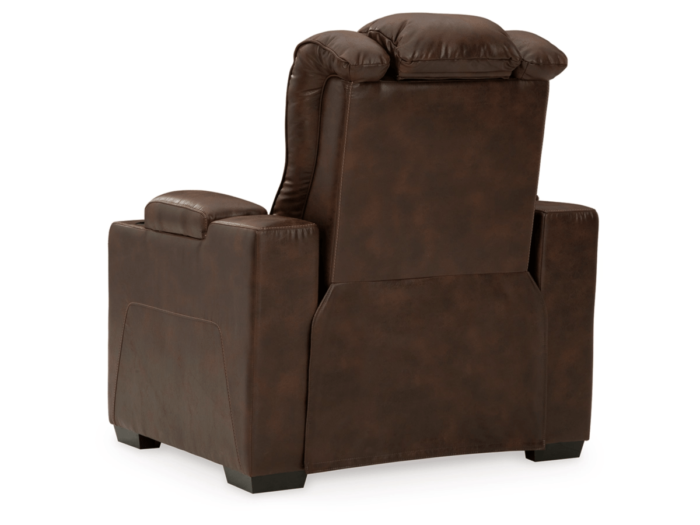 Ashley Electric Reclining Chair Brown Air Leather