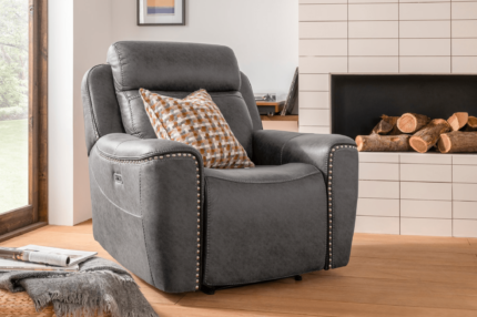 Electric Leather Armchair Recliner in Grey