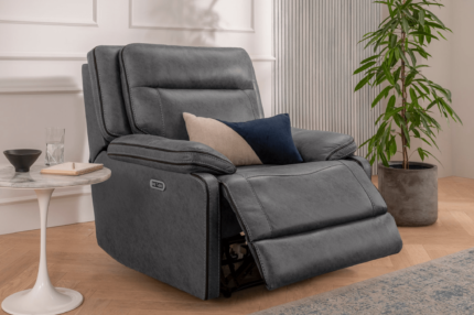 Electric Reclining Armchair in Charcoal Grey