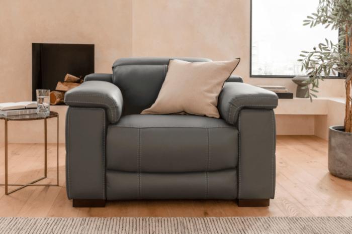 Leather Electric Recliner Armchair in Forest Grey