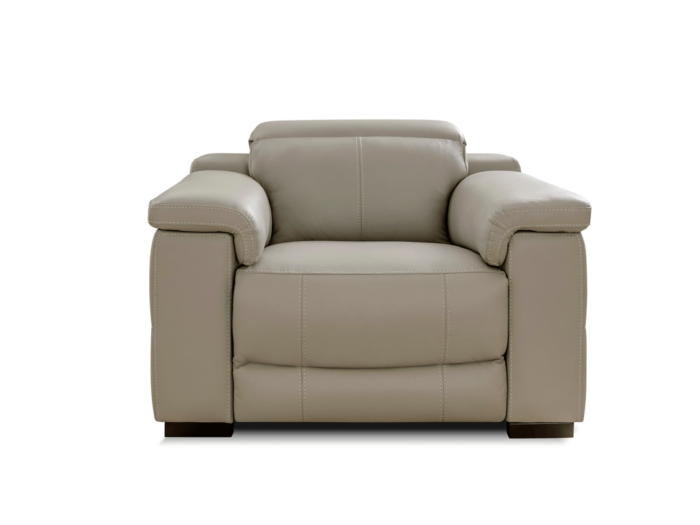 Leather Electric Recliner Armchair in Smaokey Taupe