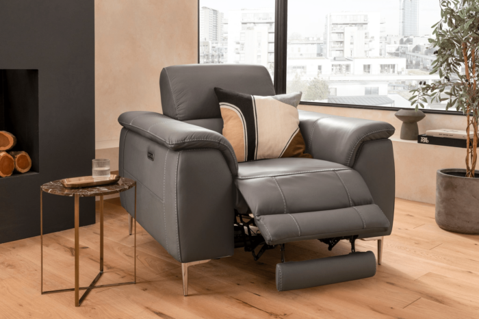 Series Eight Leather Electric Recliner Armchair Grey