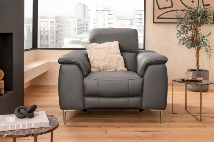 Series Eight Leather Electric Recliner Armchair Grey