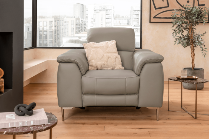 Series Eight Leather Electric Recliner Armchair Smaokey Taupe