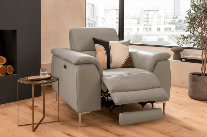 Series Eight Leather Electric Recliner Armchair Smaokey Taupe